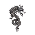 Vintage silver dragon brooch with smoke grey crystals and black gemstone eye detail - Retro Silver/Gray Stone