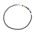 Vintage style titanium steel chain necklace with colorful square beads and T-bar toggle clasp - Colorful Block Patchwork / Antique Silver Necklace (Length 56cm)