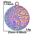 Rainbow plated stainless steel tree of life pendant showing 29mm height dimensions - Single Pendant / Rainbow