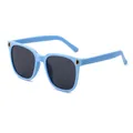 Kids blue frame sunglasses with gold D-letter accent and grey UV protection lenses - Blue Frame Grey Lens