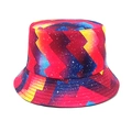 Macro shot of colorful gradient geometric rainbow patterns on a stylish bucket hat - M (56-58cm) / Multi-color Geometric Starry Gradient Style (10#)