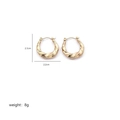 Detailed view of twisted golden C-shape earrings with dimensions 2.3cm by 2.2cm - Spiral C-Shape Earrings
