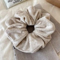 Chic beige oversized polka dot scrunchie in soft velvet fabric for women's hair styling - Beige Velvet Solid Scrunchie