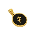 18K gold-plated Sagittarius constellation round pendant with black enamel finish - Sagittarius - Single Pendant
