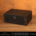Vintage grey-brown wooden storage box with bronze metal lock, size 23.5x16x9cm - Retro Storage Box - Style A Gray-brown