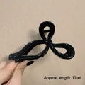 Large black bow-shaped hair claw clip for thick hair, 11cm length in glossy resin - Glossy Bow Black-11cm