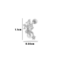 Silver titanium steel stud earring with zircon flower and pearl in a refined finish - Pearl Flower Branch (6#) / Silver