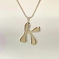 Polished silver balloon bubble letter K pendant necklace on a sleek box chain - Letter K / Silver