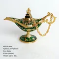 Vintage gold and green enamel Aladdin magic lamp decorative ornament 44.5x69.5mm - Small / Green