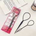 Black plastic hair loop tool set for bun DIY, includes two sizes for various hairstyles - 2-Piece Pull Hair Needle Card Pack / Black