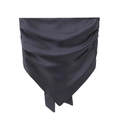 Elegant black satin triangle neck scarf with a silky smooth texture and subtle drape - XS / Black Top
