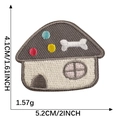 Cartoon house embroidery patch with colorful dots and bone detail for DIY crafts - Small House with Colorful Polka Dot Roof