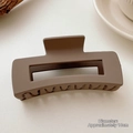 Elegant matte milk coffee colored large shark hair claw clip with 10cm diameter - Square Claw Style / Diameter Approx 10cm / Dark Coffee