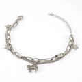 Double-layer stainless steel bracelet featuring a unicorn charm and silver star pendants - Silver-Unicorn
