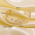 Minimalist 14K gold plated four-layer open bangle with wave texture and crystals - Gold-5-Layer Wave Rhinestone