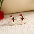 Charming gingerbread man stud earrings in red and gold finish for Christmas jewelry gift - Gingerbread Man (EAR0035)
