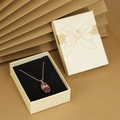 Elegant purple crystal necklace with faceted pendant in a champagne jewelry gift box - 6.5*8.5cm / Beige
