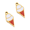 Christmas theme gold ice cream pendant with white and red enamel for DIY jewelry making - Gold Ice Cream Shape