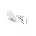 Clips d'oreilles goutte d'eau en acier inoxydable argenté avec motif texturé ondulé - Clip d'oreille goutte motif vintage argenté 11x25 mm