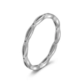 Minimalist 2mm silver-tone stainless steel ring with continuous oval pattern in size 6/7/8 - US 7 / Wave Chain Silver (A134)