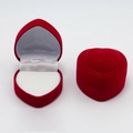 Elegant red heart-shaped jewelry box with white silk lining for rings and earrings - White / Blister Top Small Heart Single Ring / Red