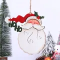 Addobbo natalizio in legno a forma di Babbo Natale con scritta HO HO e cordino - Ornamento in legno da appendere Babbo Natale con lettere HOHO