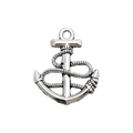 Silver metal anchor pendant with rope detail for DIY jewelry and nautical crafts - Retro Anchor Pendant (4018) / 1 Piece (19x23mm) / Antique Silver