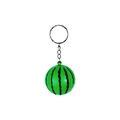 Mini squishy watermelon keychain charm with realistic green stripes and metal chain - Watermelon