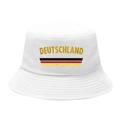 Classic white bucket hat featuring vintage Deutschland text and German flag stripes - M / 11# Retro Germany - White