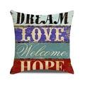 Vintage wooden style pillowcase featuring printed text Dream Love Welcome and Hope - Style 11/DREAM LOVE / 45cmx45cm