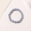 Detailed macro view of a lavender woven elastic hair tie with a matching oval resin clasp - Braided Twist - Plastic Buckle / Sky Blue