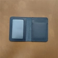 Blue genuine leather card holder in vintage style with ID window and card slots - 1079 Deep Blue
