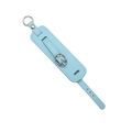 Porte-clés en cuir PU bleu clair avec fermoir en métal argenté et surpiqûres blanches - Bleu clair