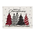 Christmas placemat with plaid holiday trees and Merry Christmas text in Nordic style - Regular Linen Style / Nordic Hand-painted Trees