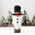 Christmas gnome wine bottle cover with long white beard and black top hat decoration - Snowman