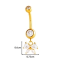 Golden titanium butterfly belly button ring with zircon pendant and dimensions 0.6x0.73cm - Gold Bowknot Pendant Style (T2530-3#Gold)