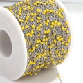 DIY jewelry chain made of silver stainless steel with small yellow beads on a roll - Steel Chain Yellow Beads