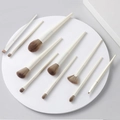 Set di 9 pennelli per trucco professionali con manici bianchi e setole morbide - Zero Bianco / 10 Pezzi + Borsa OPP