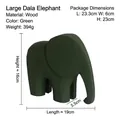 Minimalist large Dala elephant figurine in matte dark green wood, 19x16cm decorative size - Elephant Large - Green