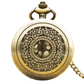 Vintage bronze pocket watch with hollow floral engraving and exposed gear window - Bronze - Skull Figure Hollow