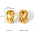 Detailansicht der 18k vergoldeten Edelstahl-Ohrringe mit präzisen Größenmessungen - Goldener Gedrehter Stil (HC-E10191)