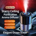 Black star projector car aroma diffuser in cup holder with ocean scent and mist function - Plug-in Starry Sky / Ocean