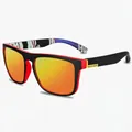Polarized sports sunglasses with red and black frame and orange mirrored lenses - Red-Black Frame with Orange-Yellow Mirror