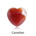 Polished 15mm heart-shaped carnelian crystal stone with natural red and white tones - Red Agate