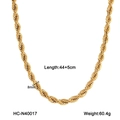 Detail shot of golden twisted rope necklace showing 8mm width and premium steel texture - 8mm Width Style (HC-N40017)