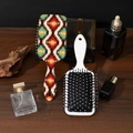 Bohemian rectangle air cushion hairbrushes with colorful geometric patterns and white finish - Customizable Pattern / Red Gingham
