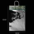 Silver Christmas gift bag with gold icons and green trim, large 32x50cm holiday tote - Large Size Green Ornaments 10 Pcs/Pack