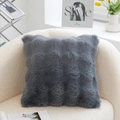 Square grey plush throw pillow on chair with a cozy Nordic home style atmosphere - Bubble Plush-Dark Grey-Case Only