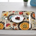 French linen napkin featuring bohemian floral patterns for rustic home dining table decor - Southeast Asian Flowers
