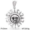 Colgante de cara de dios del sol en acero plateado, joyería vintage hip hop de 43mm hombre - Estatua Clásica de Dios del Sol (KP32835-D)
